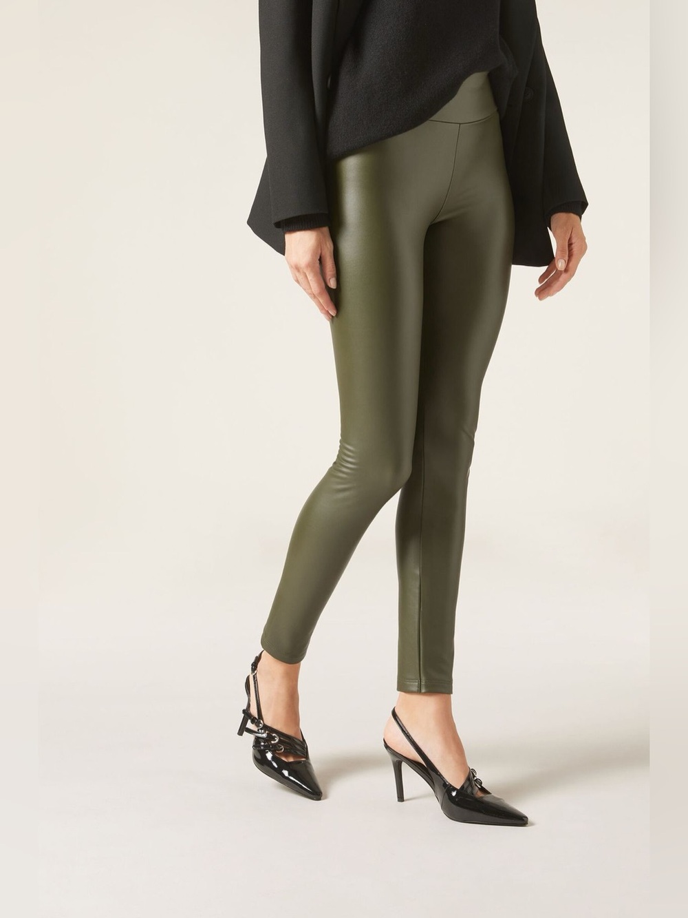 NWOT Calzedonia Thermal Leather Effect Pants